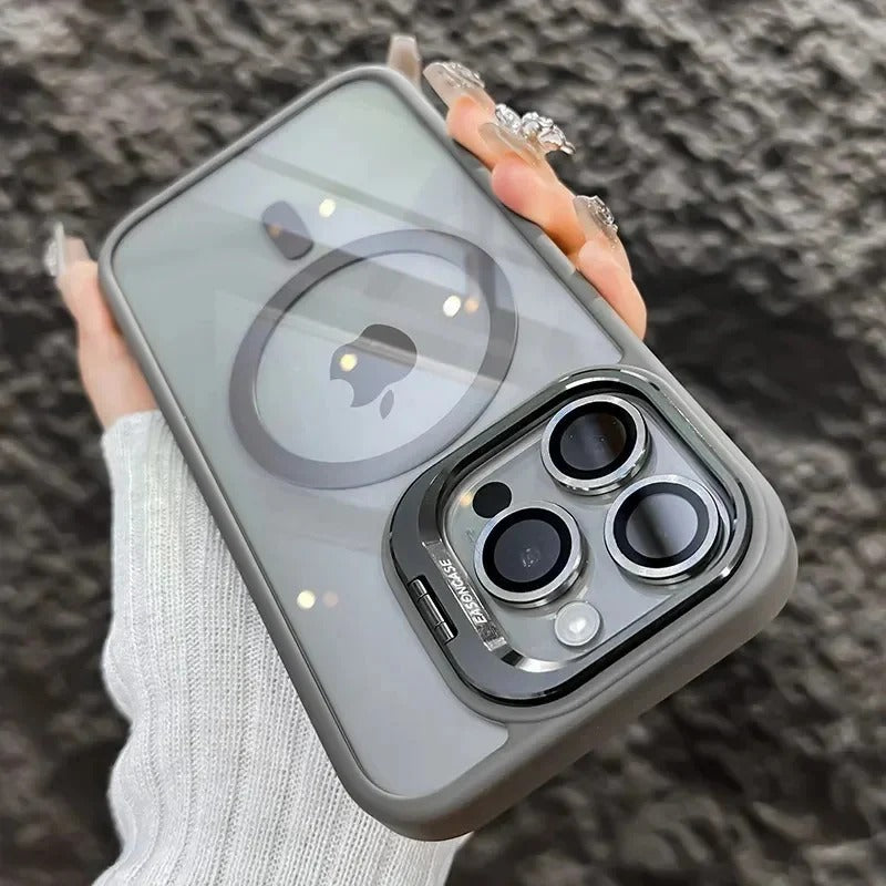 Ultra Premium Mag-Safe Support Camera Stand Cases with Lens Protection For iPhones (with Free Camera Lens)