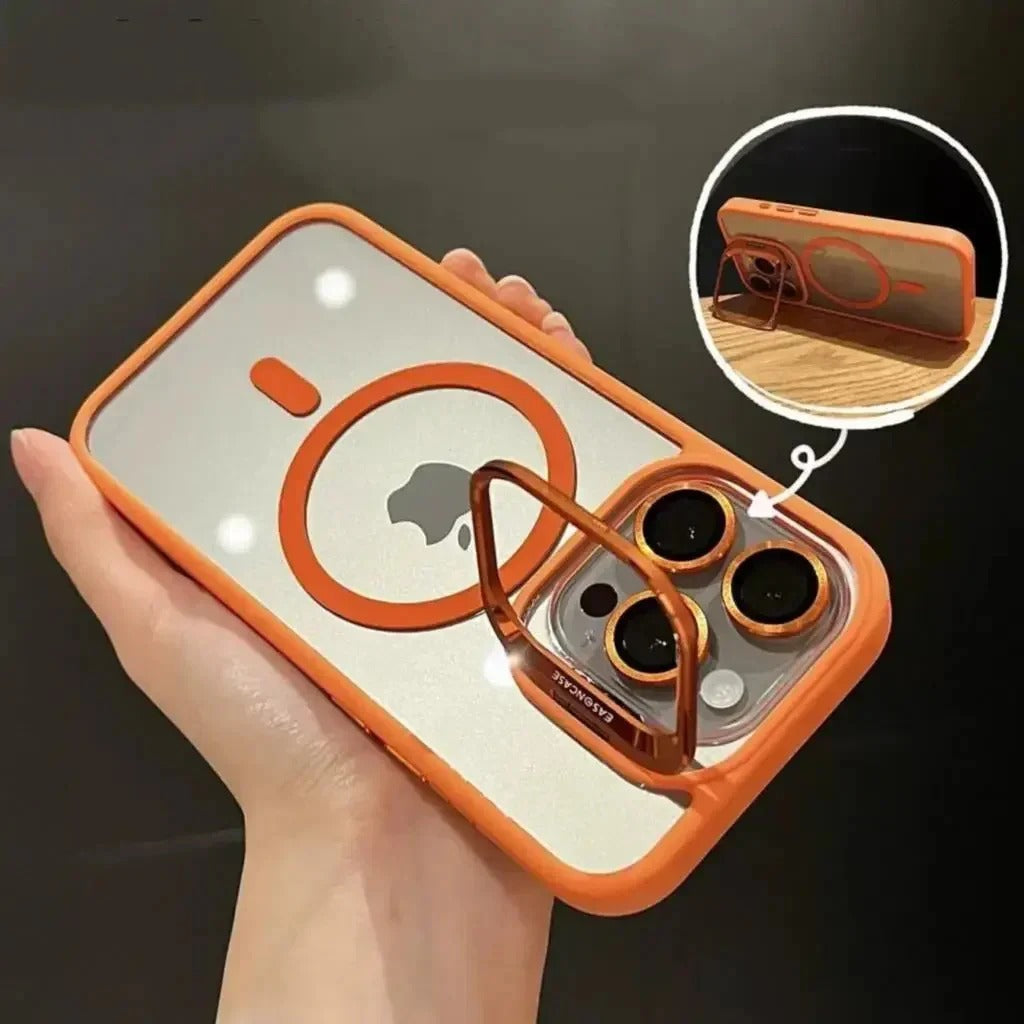 Ultra Premium Mag-Safe Support Camera Stand Cases with Lens Protection For iPhones (with Free Camera Lens)